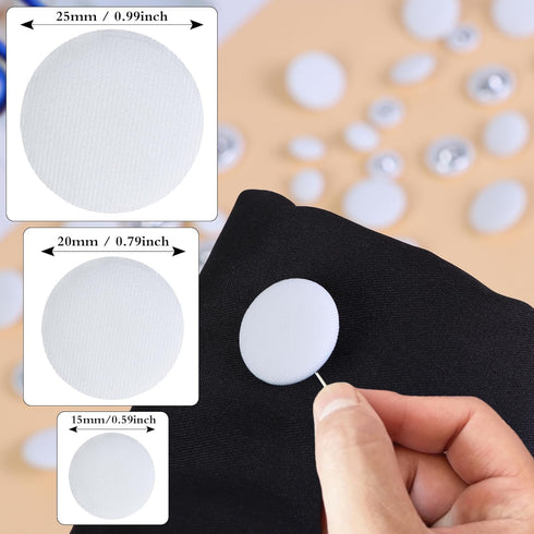Fabric Cloth Covered with Metal Shank Round Buttons for Jacket Coat Blouse Jeans Dress Suits Bridal Gowns Sewing Buttons,20PCS (25mm, White)...