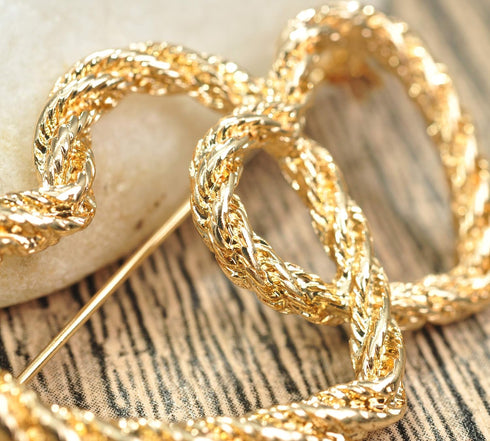 Gyn&Joy Gold Tone Fashion Double Heart Scarf Brooch Pin for Women...