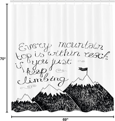 Ambesonne Wording Shower Curtain, Sketchy Mountains Hand Writing Style Letters Purpose Determination Success, Cloth Fabric Bathroom Decor Set with...