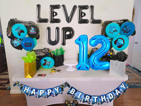 28 PCS Level UP Birthday Decoration Video Game 12 Birthday Decorations Gamer Party Supplies Twelve years old Birthday Party Decorations...