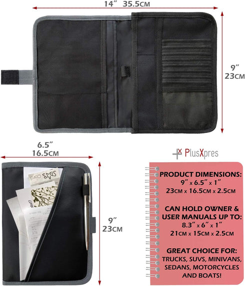 Glove Box Compartment Organizer - Car Document Holder - Owner Manual Case Pouch - Vehicle Storage Wallet for Registration & Insurance Card - Premi...