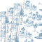 Bolsome 12Pcs French Style Wrapping Paper Blue White Vintage Village Printed Gift Wrap Paper Rustic French Toile Gift Wrap Paper for Wedding Brida...