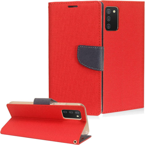 for Samsung Galaxy A02S (SM-A025), A02s - Denim Wallet Phone Case - CT5 Red...