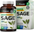BIO KRAUTER Sage Supplement Capsules 1000 mg - 250 Vegan Caps - Supplement with Salvia Officinalis - Immune & Digestive Support - Rich in Antioxid...