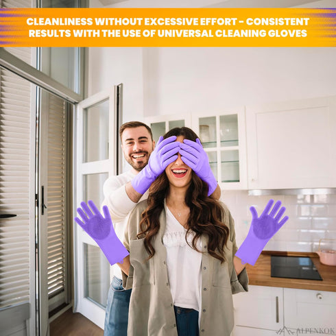 Silicone Dishwashing Gloves for Washing Dishes - Reusable Rubber Gloves for Cleaning The Home Dish Gloves for Dish Wash Pet Care Car Washing - Kit...