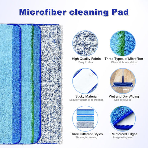 6 Pack Microfiber Cleaning Replacement Pad for Bona Mop,Washable Reusable Microfiber Cleaning Mop Pad for Hardwood Floor,Wet Dry Use,2 Deep Cleani...