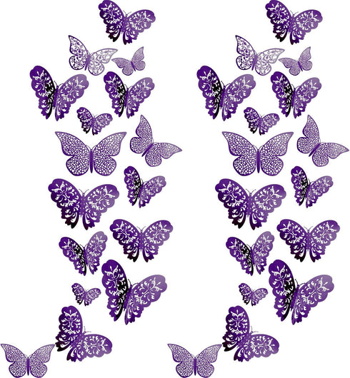 72 Pieces 3D Butterfly Wall Decals Sticker Wall Decal Decor Art Decorative Sticker 3 Sizes for Room Home Nursery Classroom Offices Kids Girl Boy B...