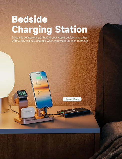 4 in 1 Charging Station for Multiple Devices Apple, 20W Self-Adjustable Charger for Apple Watch 9 8 SE 7 6 5 4 3 2 1, AirPods Pro/3/2/1, iPhone/Sa...