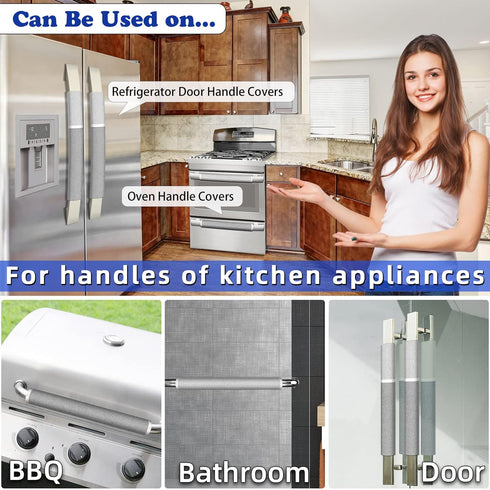 MRKG Refrigerator Door Handle Covers, Keep Your Kitchen Appliance Clean from Smudges, Drips, Food Stains, Oil, Washable Without Fading or Cracking (Gray, 2pcs)