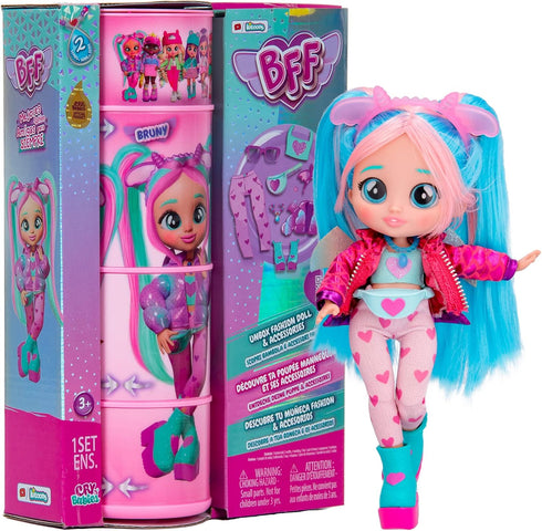 Cry Babies BFF Bruny Fashion Doll with 9+ Surprises Including Outfit and Accessories for Fashion Toy, Girls and Boys Ages 4 and Up, 7.8 Inch Doll,...
