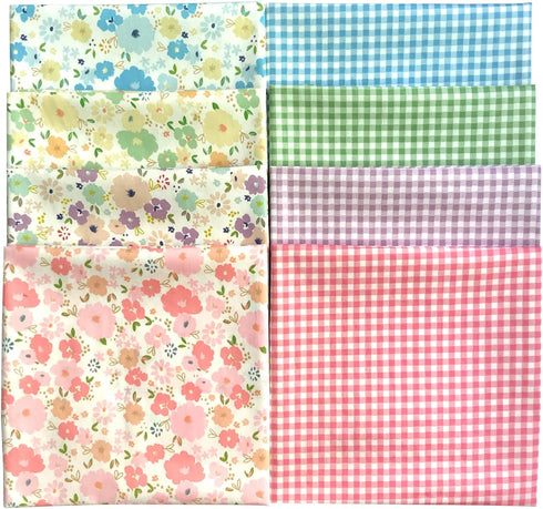 8pcs 18x22inches (46x56cm) Cotton Fabric Floral Pre-Cut Quilt Squares Fat Quarters Fabric Bundles for Sewing & Quilting, Multicolor...