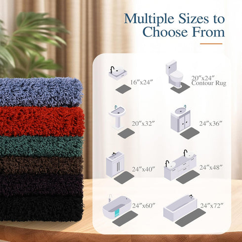 Walensee Bathroom Rug, Non Slip Bath Mat (16 x 24, Grey) Water Absorbent Soft Microfiber Shaggy Mat Machine Washable, Thick Plush Rugs for Shower...
