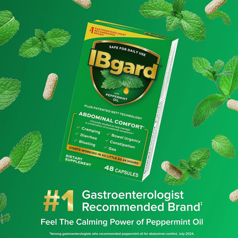 IBgard Gut Health Supplement, Peppermint Oil Capsules for Abdominal Comfort, 48 Capsules...