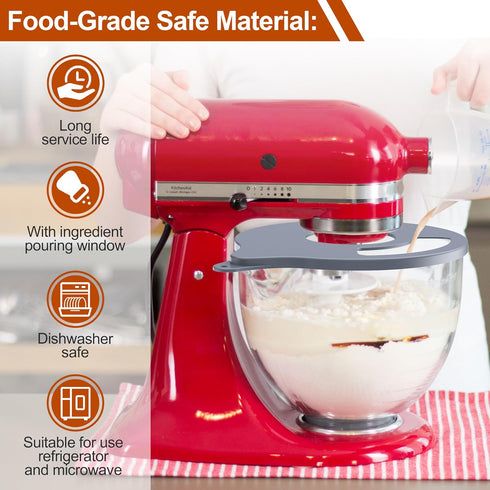 Mixer Bowl Cover for KitchenAid Tilt-Head Stand Mixer 5 Quart Glass Bowl, K5GB Mixer Splash Guard with Ingredient Pouring Window, Mixer Accessorie...