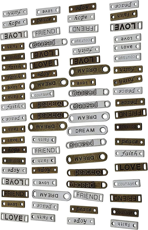 YYaaloa 80pcs Word Charms Pendants Inspirational Engraved Motivational Connector Charms Pendants Jewelry Making Accessories for DIY Necklaces, Bra...