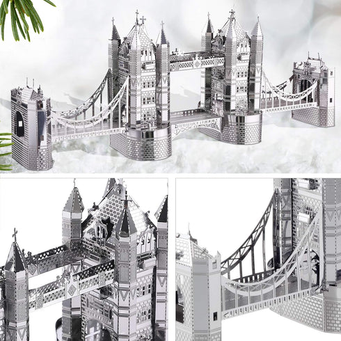 Piececool 3D Puzzles for Adults, London Tower Bridge Metal Models Kit, Famous Landmarks Architecture Building Blocks Models Kits, DIY Craft Toys G...