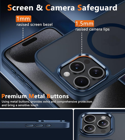 FNTCASE for iPhone 15 Pro-Max Case: Strong Magnetic Phone Case with Screen Protector | Camera Protector Translucent Matte Slim Shockproof Military...