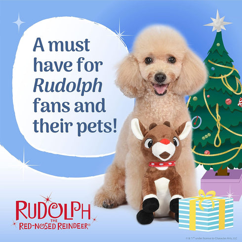 Rudolph The Red-Nosed Reindeer Toys for Dogs - 9" Plush Rudolph Squeaker Dog Toy, Chew Dog Toys - Holiday Toys for Pets, Christmas Dog Toys, Rudol...