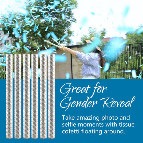BATTIFE It's a Boy, 6Pack Gender Reveal Confetti Wands, Tissue Paper Confetti Flick Flutter Sticks for Baby Boy Born Shower Party Decorations Supp...