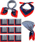 Bonuci Sailor Scarf 23.62 x 23.62 Inch Silk Satin Flight Attendant Scarf Square Red White and Blue Stripe Scarf for Women...