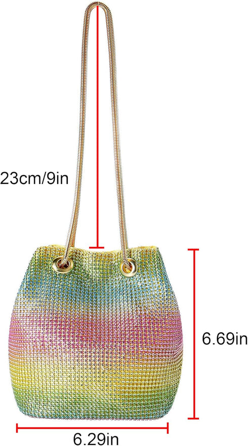 Ayliss Women's Full Rhinestones Bucket Bag Mini/Small Crossbody Shoulder Evening Shinny Bling Clutch Purse Bucket Handbag...