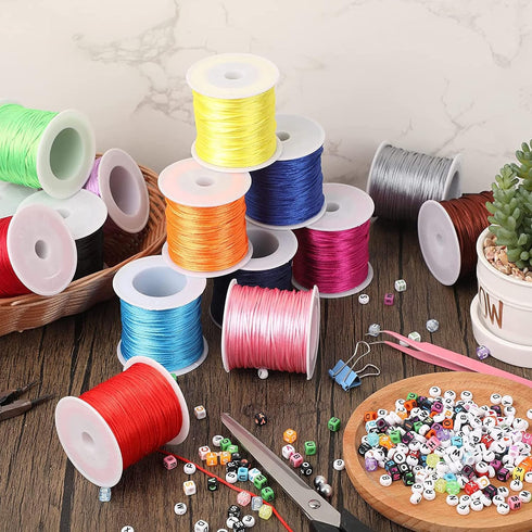 24 Color Nylon Satin String, 528 Yards 0.8mm Nylon Beading String, Nylon String for Bracelets, Nylon Beading Thread for Friendship Bracelets, Neck...