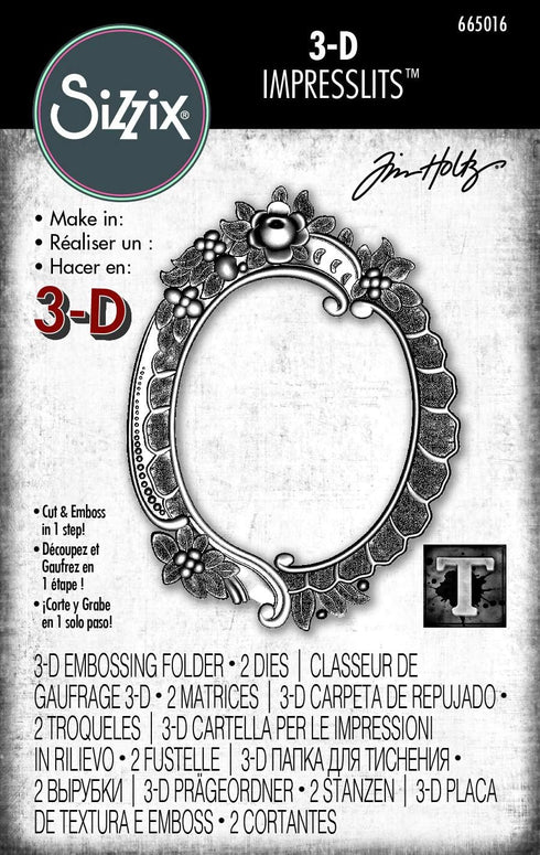 Sizzix 3D Impresslits Embossing Folder 665016 Floral Frame by Tim Holtz One Size, Multicolor...