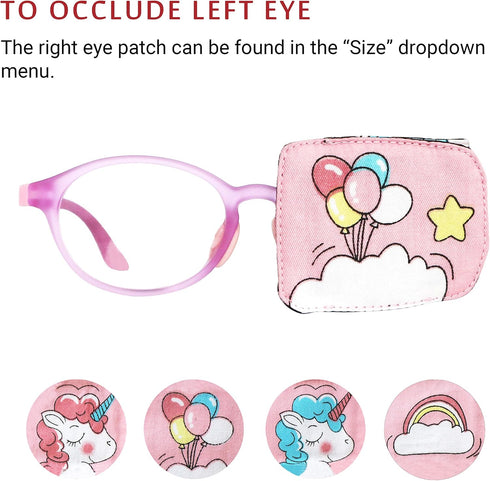 Cotton & Silk Left Eye Patch for Kids Glasses (Left Eye, Balloon)...