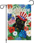 Welcome 4th of July Black Cat Garden Flag 12x18 Inch Double Sided Burlap, Patriotic USA Flag Memorial Day Flower Yard Flag for Independence Day Ou...