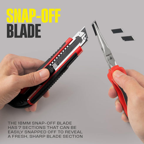 Berkling 18mm Retractable Utility Knife with 4x SK2H Snap Off Black Spare Blades (18mm 1 PACK)...