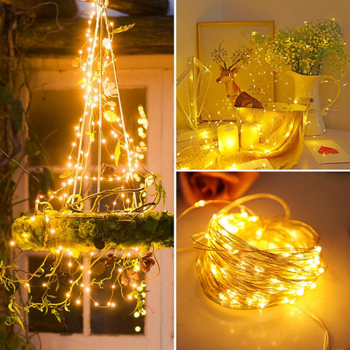 ANGMLN White Solar String Lights Outdoor, 39.4 FT 100 LED Outdoor Waterproof Fairy Lights 8 Modes Copper Wire Lights for Valentine's Day Christmas...
