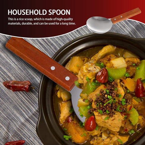 2Pcs Japanese Rice Spatula Versatile Non Stick Serving Spoon with Wood Handle Tofu Scoop Spoon for Home Kitchen Large...