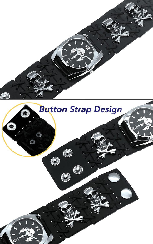 Women's Birthday Christmas Halloween Good Gifts Watch,Nightmare Before Christmas Numerals Leather Strap Skull Quartz Punk Men's Wrist Watch...