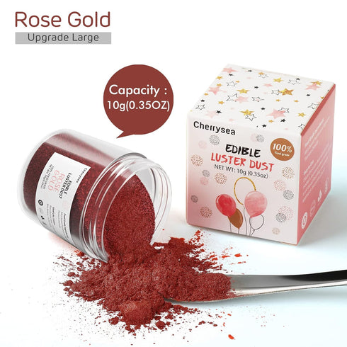 Rose Gold Edible Luster Dust 10 Grams, Food Grade Cake Luster Dust Tasteless Dessert Dusting Powders for Baking Cherrysea Food Coloring Powder for...