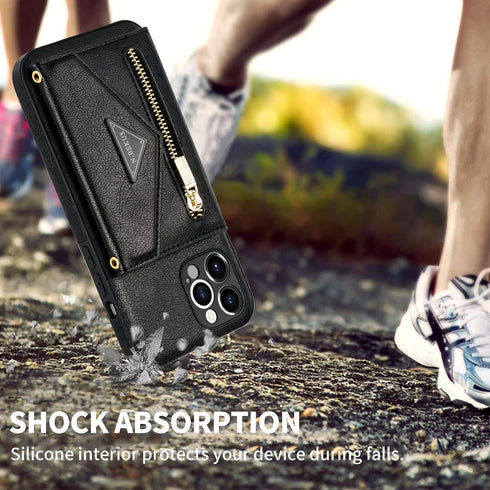 SZHAIYU Wallet Crossbody for iPhone 13 Pro Max Phone Case with Lanyard Strap Credit Card Holder 6.7'', PU Leather Protective Handbag Zipper Purse ...