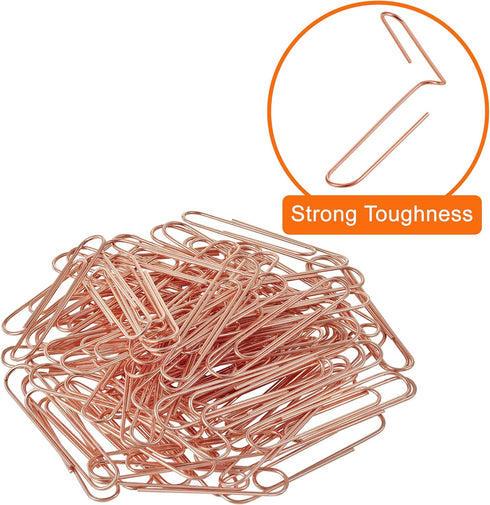 Rose Gold Paper Clips, 200 Count Large Size, 2 Inch Jumbo Paperclips, School and Office Supplies...