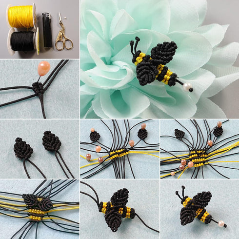 Pandahall 150 Yards Nylon Beading Cord 0.5mm Braided Nylon Thread String Chinese Knotting Cord with Plastic Spool for DIY Craft Jewelry Making (Bl...