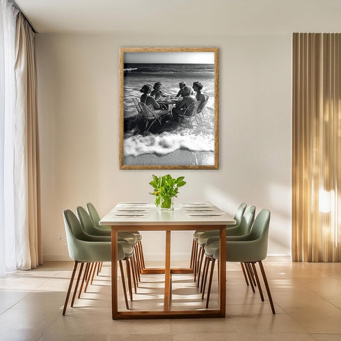 Posterizer 1 pcs-black and white photograph-women relaxing on the beach scene 2-Photography Art-Retro Art-Decor for Home & Office- unframed wall a...