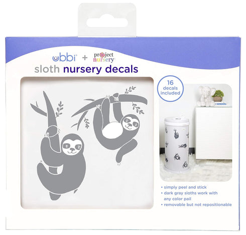 Ubbi Sloth Peel and Stick Decal Stickers, Decorative Sticker for Diaper Pail or Baby Nursery...