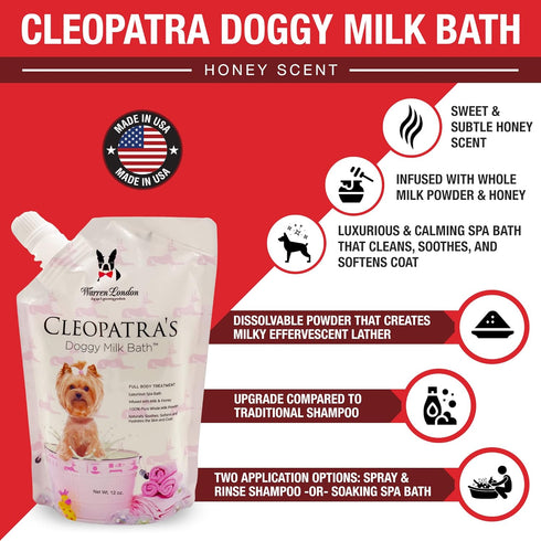 Warren London Cleopatra's Doggy Milk Bath | Luxurious Dog Shampoo and Conditioner w/Whole Milk Powder and Honey for Silky Smooth Coat | Use as a F...