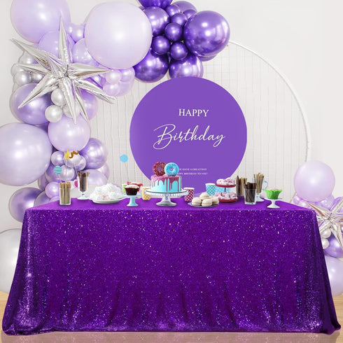 B-COOL Sequin Tablecloths Purple Glitter Tablecloth Mermaid Table Cloths for Halloween Parties Sparkly Wedding Decoration 50x50inch...