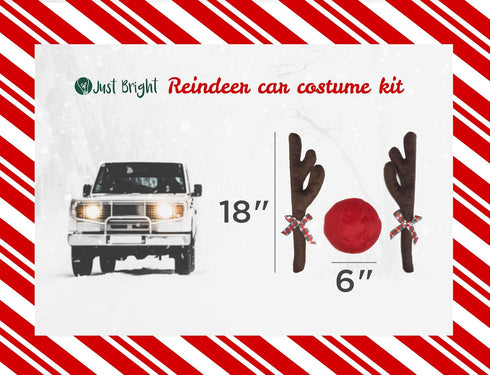 Reindeer Antlers and Nose Rudolph Car Kit - Easy to Install Christmas Decorations for Car Window & Grill - Reindeer Car Kit with Jingle Bells and ...