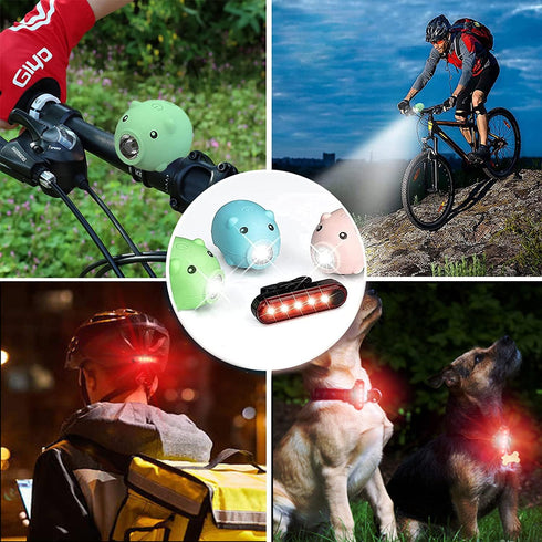 Kids Bike Lights for Night Riding, Girls Bike Horn Lights, Rechargeable Bike Headlight and Tail Light Set, Scooter Light for Adults, 120dB Speaker...