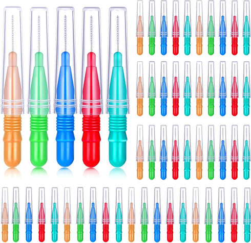 Patelai 50 Pieces Braces Brush for Cleaner Interdental Brush Toothpick Dental Tooth Flossing Head Oral Dental Hygiene Flosser Toothpick Cleaners T...