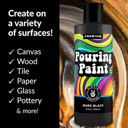 Black Pouring Paint Acrylic Pouring for Pour Art and Flow Painting 8oz 236 ml Bottle Mars Black...