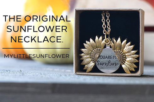 MyLittleSunflower - You are My Sunshine Necklace - Sunflower Necklace Locket with Engraved Hidden Message Pendant for Women, Mother, Daughter...