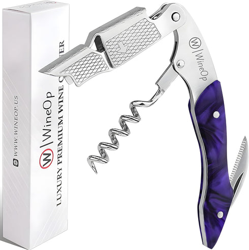 WineOp Professional Wine Opener Luxury Double Hinged Waiter's Corkscrew Wine Bottle Key - Cork screwer for Servers, Bartenders, Sommelier and Home...