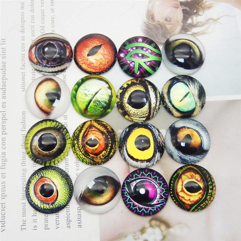 8MM 100PCS Owl Snake Lizard Animal Eyes Glass Cabochon for Clay Doll Making Sculptures Props Craft Jewelry DIY Findings 0.31inches...
