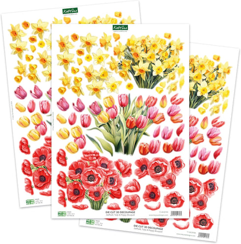Katy Sue Watering Can Blossoms & Blooms Card Making Kit. Contains 8 Shaped Cards, 3 Sheets of Floral Die Cut Decoupage, 8 Envelopes & Instructions...