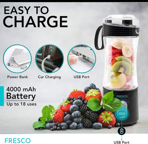 Portable Blender for Shakes and Smoothies, Personal Size Blender, Fruit Smoothie Blender, Milkshake – Juicer Mini Blender 4000 mAh USB Rechargeabl...